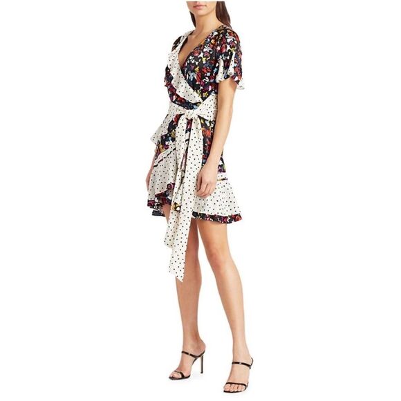 Tanya Taylor Bianka Combo Silk Wrap Dress Size 4 New with Tags - Picture 14 of 14